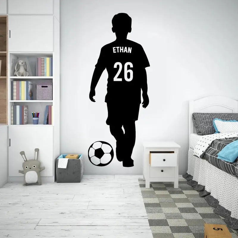 Sticker Chambre Enfant Coeur Football - TenStickers