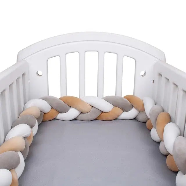Tour de lit tressé, tricolore - 2m de long - Protège bébé des chocs